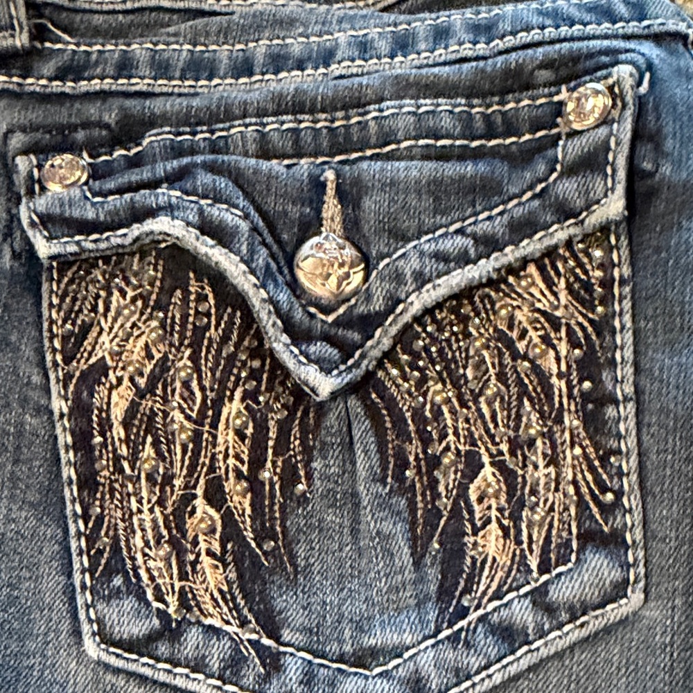Miss Me Blue Boot Cut Jeans with Embellished Pockets - Picture 5 of 7